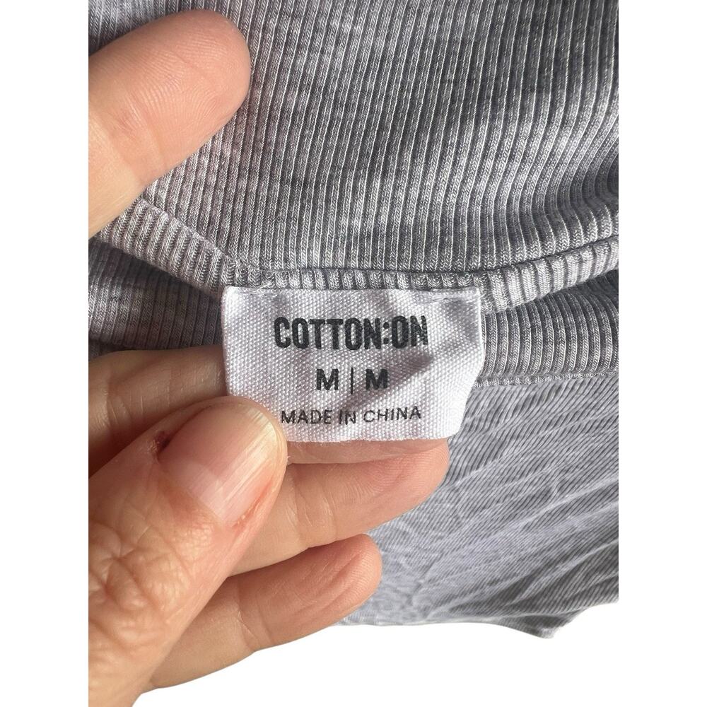 Cotton:On Crop Tee Off Shoulder Crop Top T-Shirt Short Sleeve M Gray and Black - Picture 6 of 9